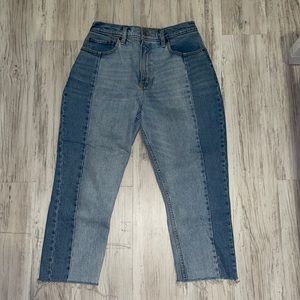 A&F Altered Two-Tone Mom Jeans